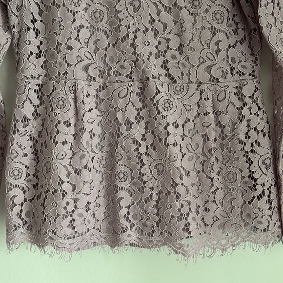 Lavender Lace Long Sleeve Peplum Top w/ Interior Tank Top - Picture 4 of 9